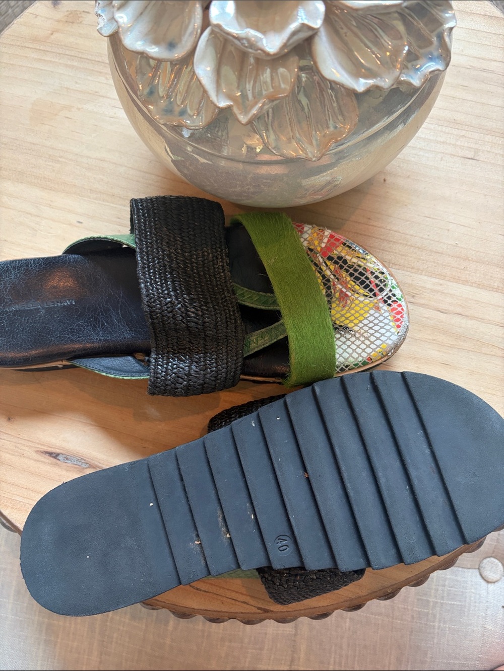 Daniella Lehavi Sahara Slides Green Reptilian Leather Size 40 - Picture 5 of 6
